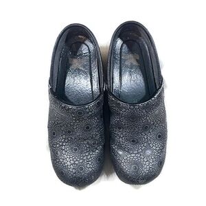 Dansko Black Embossed Leather Professional Clogs